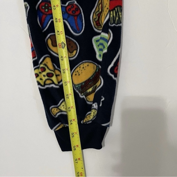 Boys Size 16 Fleece Pajamas Lot of 2 One Piece Blue Space & Food Print - Picture 7 of 7